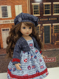 Union Jack - dress, jacket, beret, tights & shoes for Little Darling Doll or 33cm BJD