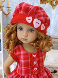 Valentine Plaid - dress, hat, tights & shoes for Little Darling Doll