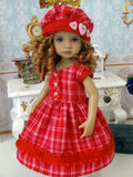 Valentine Plaid - dress, hat, tights & shoes for Little Darling Doll