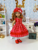 Valentine Plaid - dress, hat, tights & shoes for Little Darling Doll