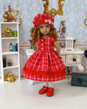 Valentine Plaid - dress, hat, tights & shoes for Little Darling Doll