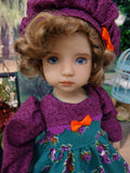 Vibrant Autumn Rose - dress, hat, tights & shoes for Little Darling Doll or 33cm BJD