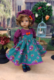 Vibrant Autumn Rose - dress, hat, tights & shoes for Little Darling Doll or 33cm BJD