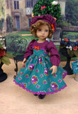 Vibrant Autumn Rose - dress, hat, tights & shoes for Little Darling Doll or 33cm BJD