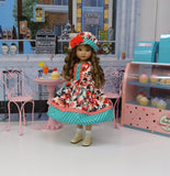 Vibrant Bouquet - dress, hat, socks & shoes for Little Darling Doll or 33cm BJD