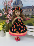 Vibrant Roses - dress, hat, tights & shoes for Little Darling Doll or 33cm BJD