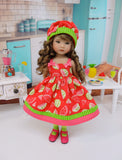 Watermelon Patch - dress, hat, tights & shoes for Little Darling Doll or 33cm BJD