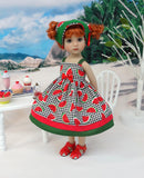 Watermelon Picnic - dress, kerchief & sandals for Little Darling Doll or 33cm BJD