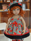 Watermelon Seeds - babydoll top, bloomers, hat & sandals for Little Darling Doll