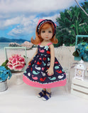 Wee Whale - dress, kerchief & sandals for Little Darling Doll or 33cm BJD