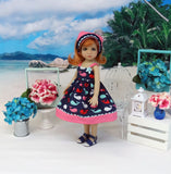 Wee Whale - dress, kerchief & sandals for Little Darling Doll or 33cm BJD