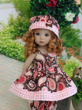 Western Paisley - babydoll top, bloomers, hat & sandals for Little Darling Doll