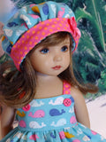 Whale of a Time - babydoll top, bloomers, hat & sandals for Little Darling Doll