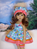 Whale of a Time - babydoll top, bloomers, hat & sandals for Little Darling Doll