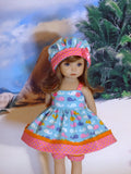 Whale of a Time - babydoll top, bloomers, hat & sandals for Little Darling Doll