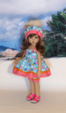 Whale of a Time - babydoll top, bloomers, hat & sandals for Little Darling Doll