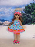 Whale of a Time - babydoll top, bloomers, hat & sandals for Little Darling Doll