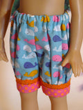 Whale of a Time - babydoll top, bloomers, hat & sandals for Little Darling Doll