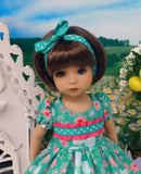 Whimsical Meadow - dress, tights & shoes for Little Darling Doll