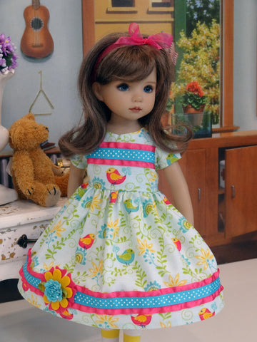 Whimsical Wood - dress, tights & shoes for Little Darling Doll