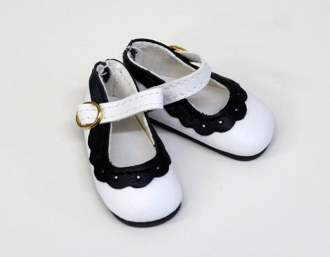 Eyelet Mary Jane Shoes - White & Black