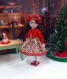 Winter Berries - dress, sweater, hat, tights & shoes for Little Darling Doll or 33cm BJD