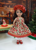 Winter Berries - dress, sweater, hat, tights & shoes for Little Darling Doll or 33cm BJD