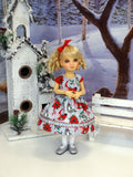 Winter Birds - dress, tights & shoes for Little Darling Doll or 33cm BJD