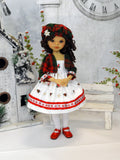 Winter Cardinal - dress, jacket, beret, tights & shoes for Little Darling Doll or 33cm BJD