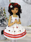 Winter Cardinal - dress, jacket, beret, tights & shoes for Little Darling Doll or 33cm BJD