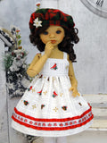 Winter Cardinal - dress, jacket, beret, tights & shoes for Little Darling Doll or 33cm BJD