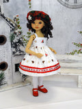 Winter Cardinal - dress, jacket, beret, tights & shoes for Little Darling Doll or 33cm BJD