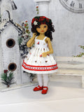 Winter Cardinal - dress, jacket, beret, tights & shoes for Little Darling Doll or 33cm BJD