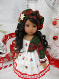 Winter Cardinal - dress, jacket, beret, tights & shoes for Little Darling Doll or 33cm BJD