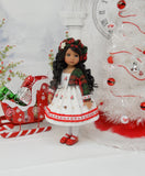 Winter Cardinal - dress, jacket, beret, tights & shoes for Little Darling Doll or 33cm BJD