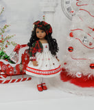 Winter Cardinal - dress, jacket, beret, tights & shoes for Little Darling Doll or 33cm BJD