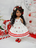 Winter Cardinal - dress, jacket, beret, tights & shoes for Little Darling Doll or 33cm BJD