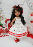 Winter Cardinal - dress, jacket, beret, tights & shoes for Little Darling Doll or 33cm BJD