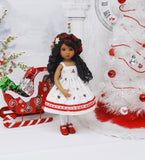 Winter Cardinal - dress, jacket, beret, tights & shoes for Little Darling Doll or 33cm BJD