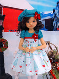 Winter Decorations - dress, hat, tights & shoes for Little Darling Doll or 33cm BJD