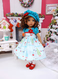 Winter Decorations - dress, hat, tights & shoes for Little Darling Doll or 33cm BJD