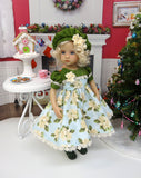 Winter Poinsettia - dress, hat, tights & shoes for Little Darling Doll or 33cm BJD