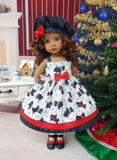 Winter Scottie - dress, hat, socks & shoes for Little Darling Doll or 33cm BJD