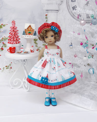 Winter Snowland - dress, hat, tights & shoes for Little Darling Doll or 33cm BJD