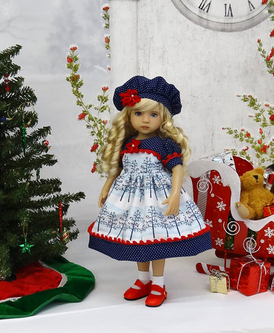 Winter Trees - dress, hat, socks & shoes for Little Darling Doll or 33cm BJD
