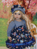 Wonderland Blues - dress, tights & shoes for Little Darling Doll or 33cm BJD