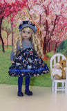 Wonderland Blues - dress, tights & shoes for Little Darling Doll or 33cm BJD