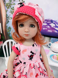 Wonderland Silhouettes - dress, hat, tights & shoes for Little Darling Doll or 33cm BJD