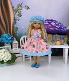 Wonderland Sweetie - dress, hat, & shoes for Little Darling Doll or 33cm BJD