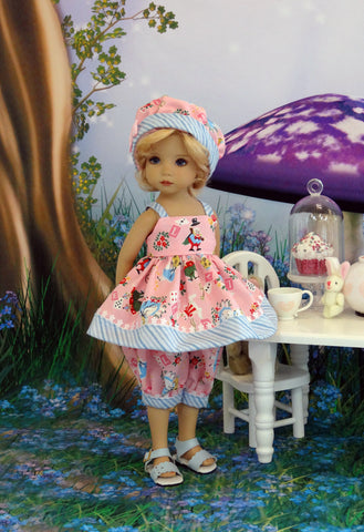 Wonderland Whimsy - babydoll top, bloomers, hat & sandals for Little Darling Doll